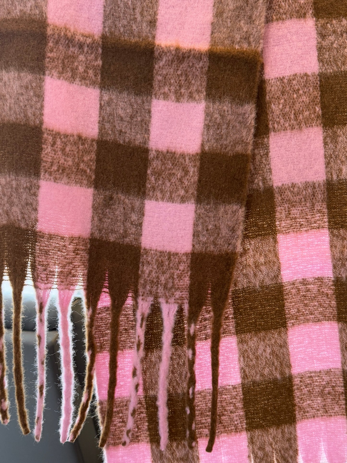 Pink & Brown Blanket Scarf