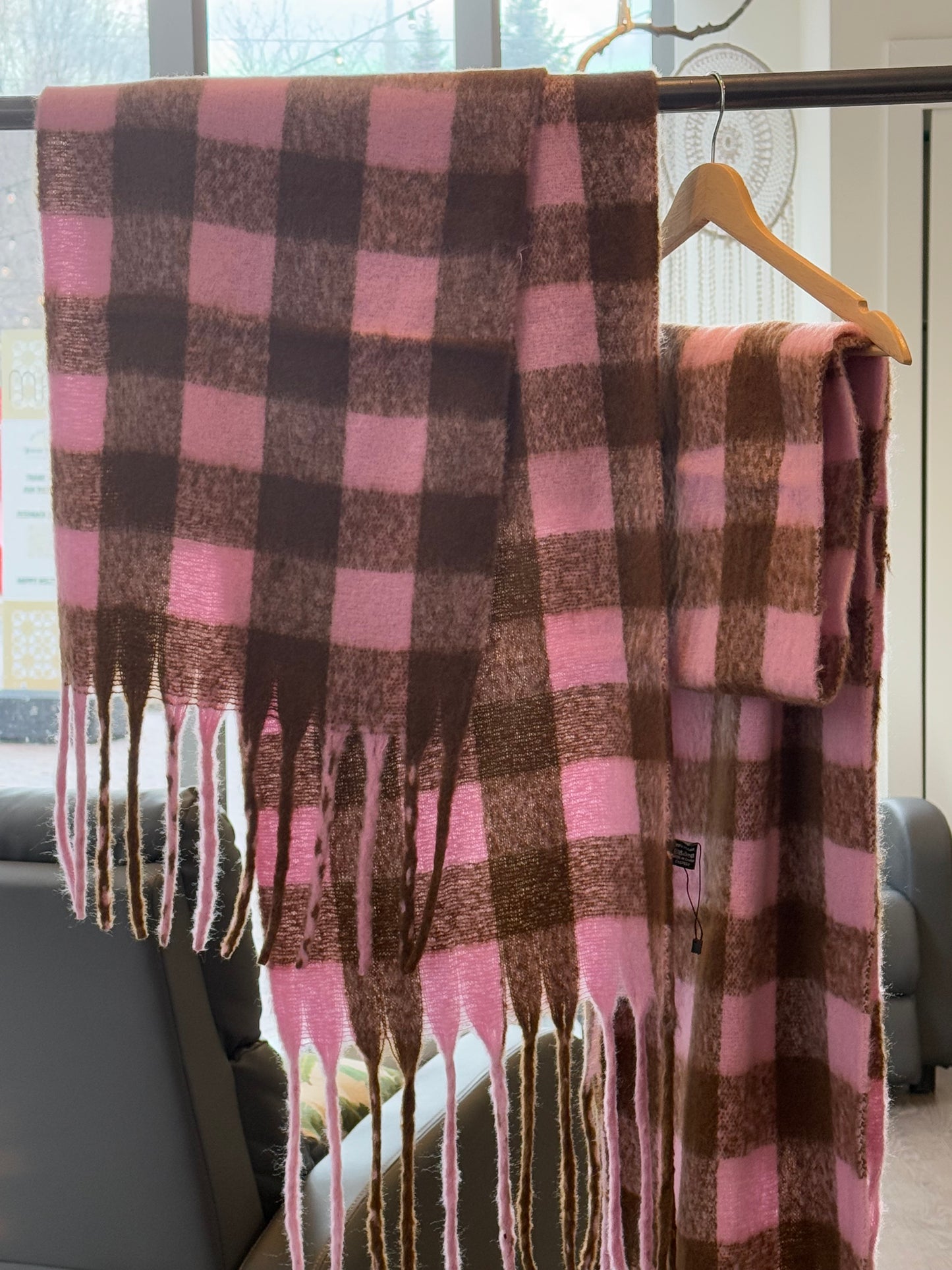 Pink & Brown Blanket Scarf