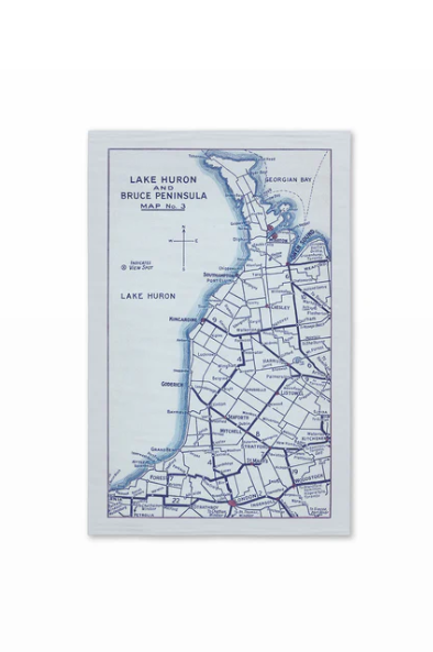 Lake Huron & Bruce Peninsula Map Hand Towel
