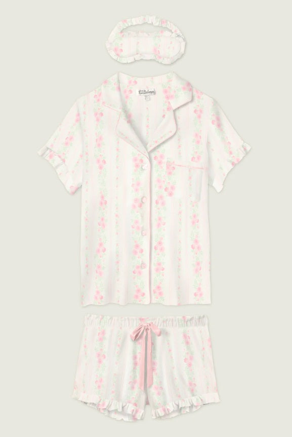 Roses Are Pink Petal Dream Pointelle 3-Piece PJ Set - PJ Salvage