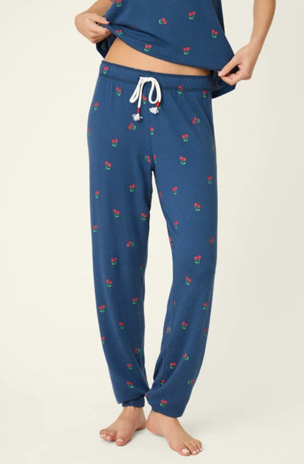 Star Spangled True Navy Cherry Print Banded Pants - PJ Salvage