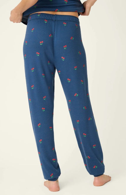 Star Spangled True Navy Cherry Print Banded Pants - PJ Salvage