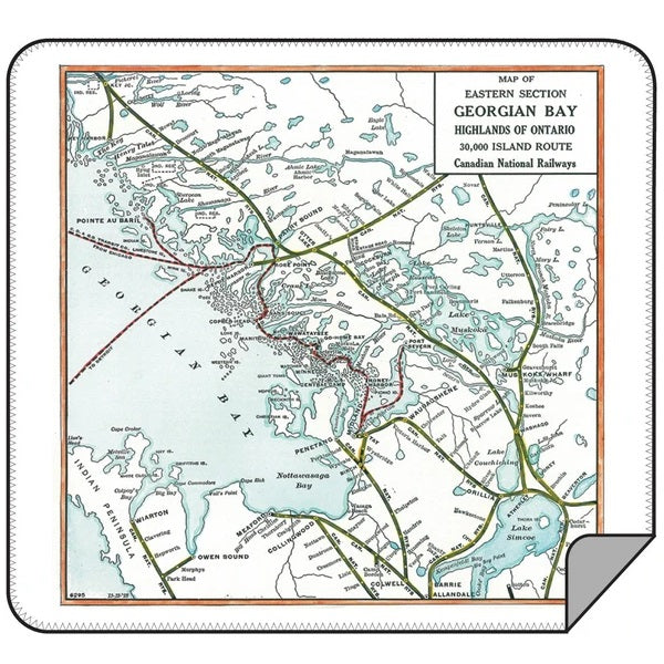 Vintage Georgian Bay Map Blanket - Lemon Water Wellness