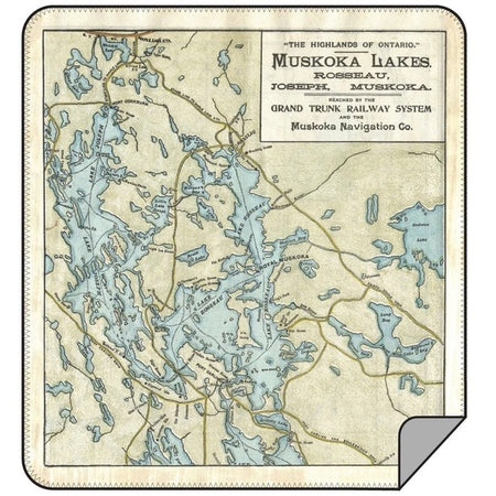 Vintage Lake Rousseau & Lake Joe Map Blanket - Lemon Water Wellness