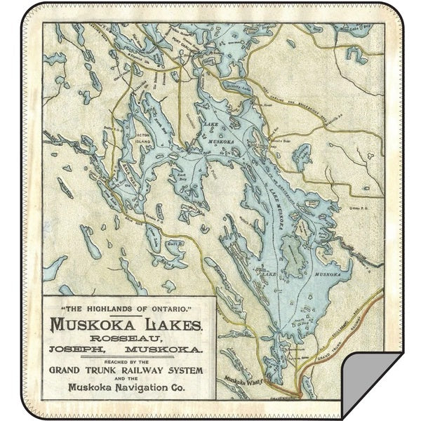 Vintage Lake Muskoka Map Blanket - Lemon Water Wellness