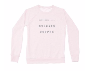 Women's Happiness is Coffee Crew Sweatshirt, Charcoal & Ballet Pink - Lemon Water Wellness